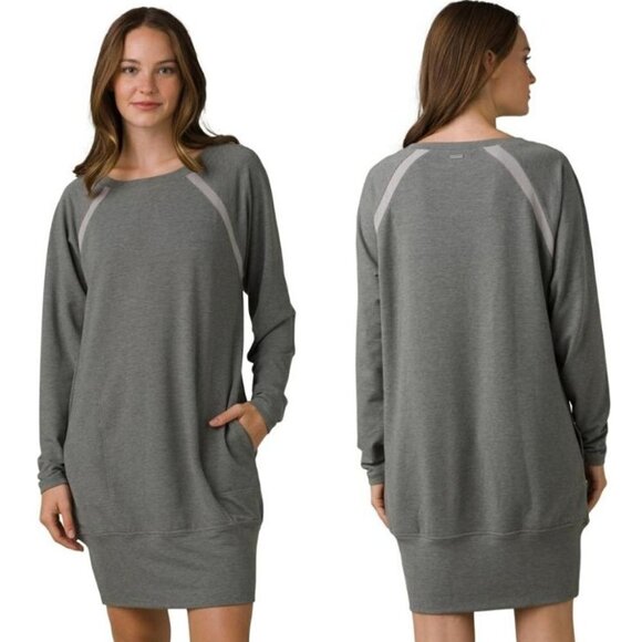 Prana Gray Round Neck Long Sleeved‎ Rosie Sweater Dress Size XS - Picture 1 of 12